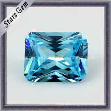 Aqua Blue Rectangle Shape Octagon Princess Cut Cubic Zirconia